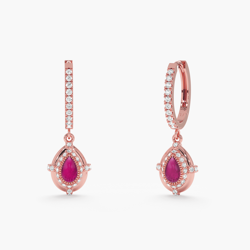 Tourmaline & Diamond Dangle Hoops, Naenia