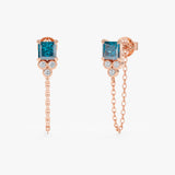 Blue Topaz Chain Earrings, Zeloria