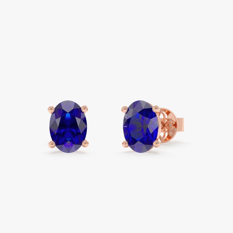 Lab-Grown Oval Sapphire Stud Earrings, Zafira