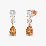 Diamond and Citrine Drop Earring, Maelina