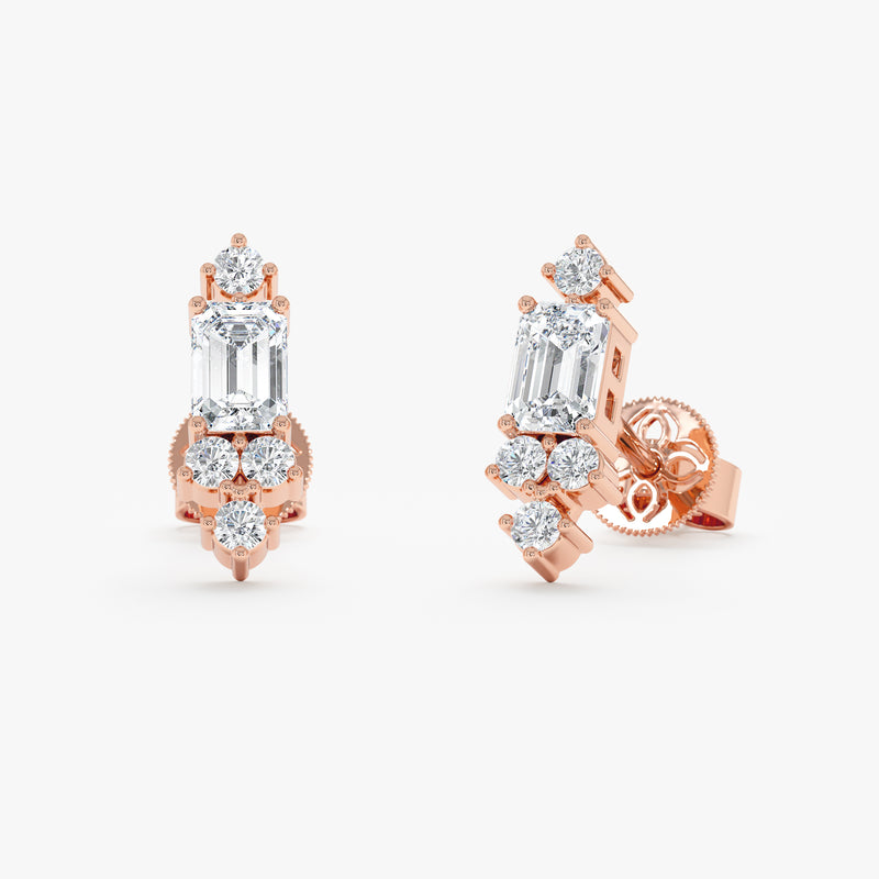 Emerald Cut Lab Grown Diamond Studs, Azelyne