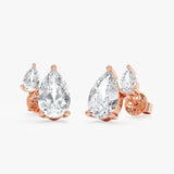 Double Pear Diamond Stud Earrings, Loravienne