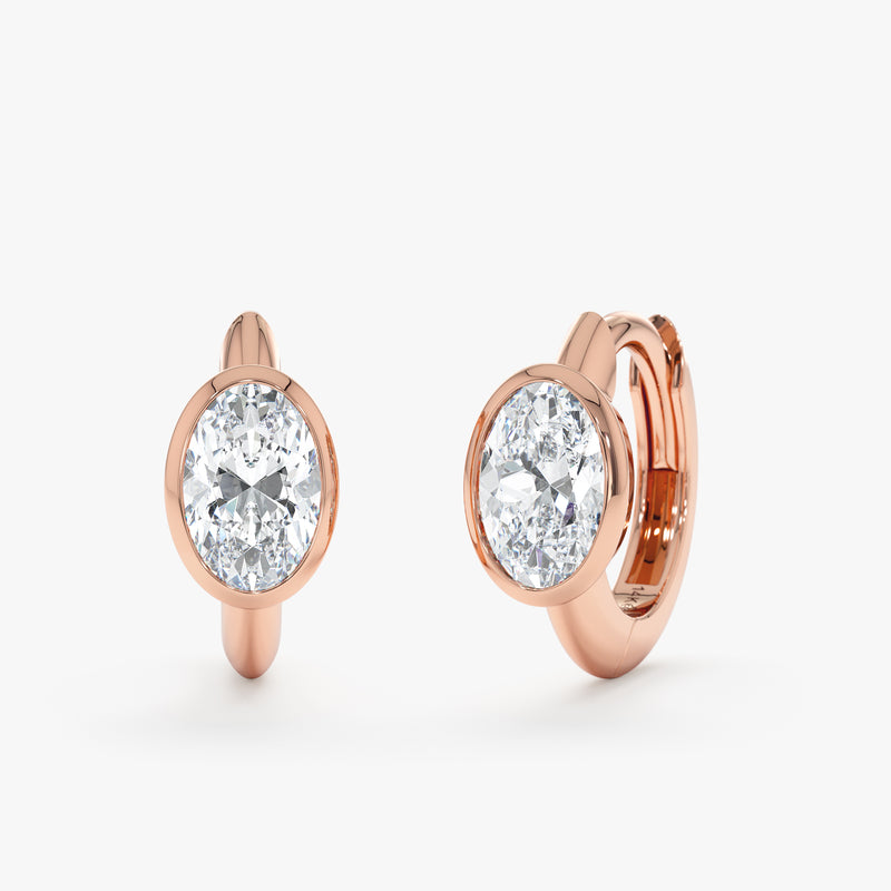 Oval Cut Lab Grown Diamond Huggie, Aniko