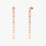 Paperclip & Diamond Drop Earrings, Selene