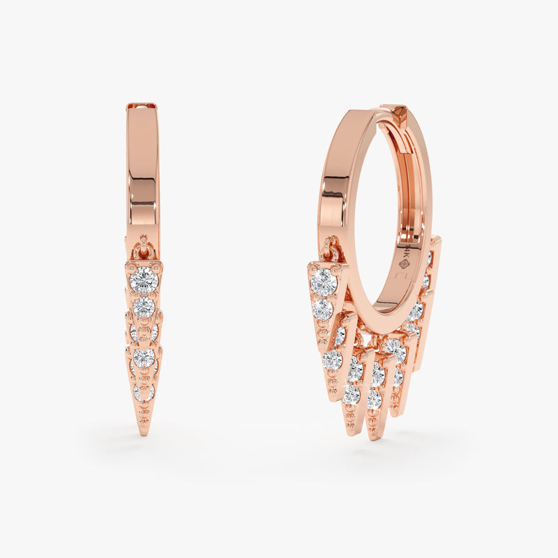 Diamond Dangle Huggie Hoop Earrings, Zephania