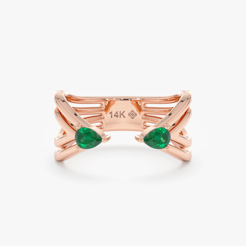 Lab Grown Emerald Open Ring, Aerisyn