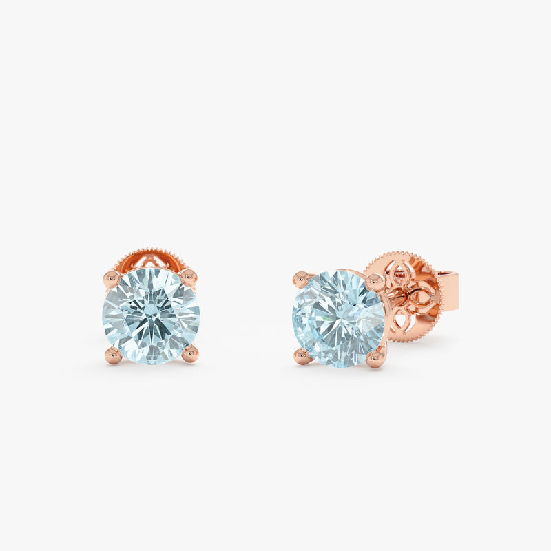 Petite Natural Aquamarine Stud Earrings, Norelia