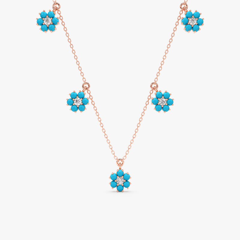 Turquoise Flower Station Necklace, Velisse