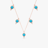 Turquoise and Lab Grown Diamond Drop Necklace, Isantha