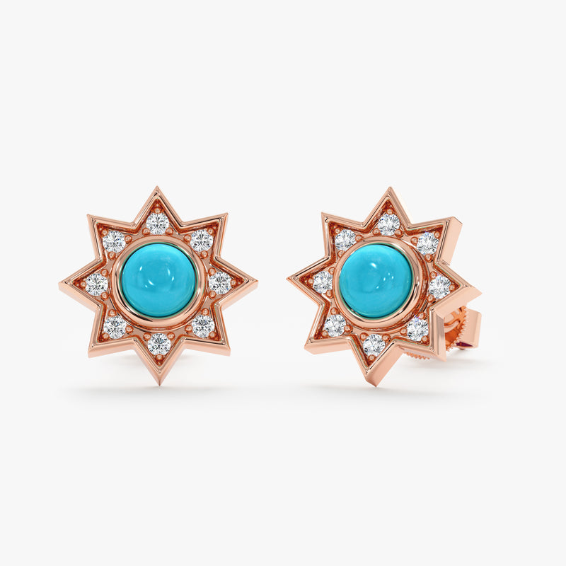 Turquoise and Diamond Starburst Earrings, Soraleia