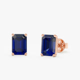 Natural Blue Sapphire Octagon Stud Earrings, Lexa