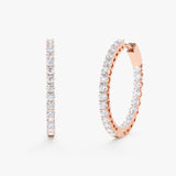 14k rose gold large diamond hoop earrings