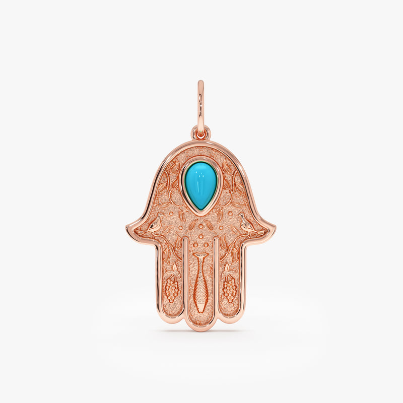 Solid Gold Hamsa Hand Charm, Zavirae