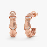 Natural Diamond Bamboo Hoops, Bambi