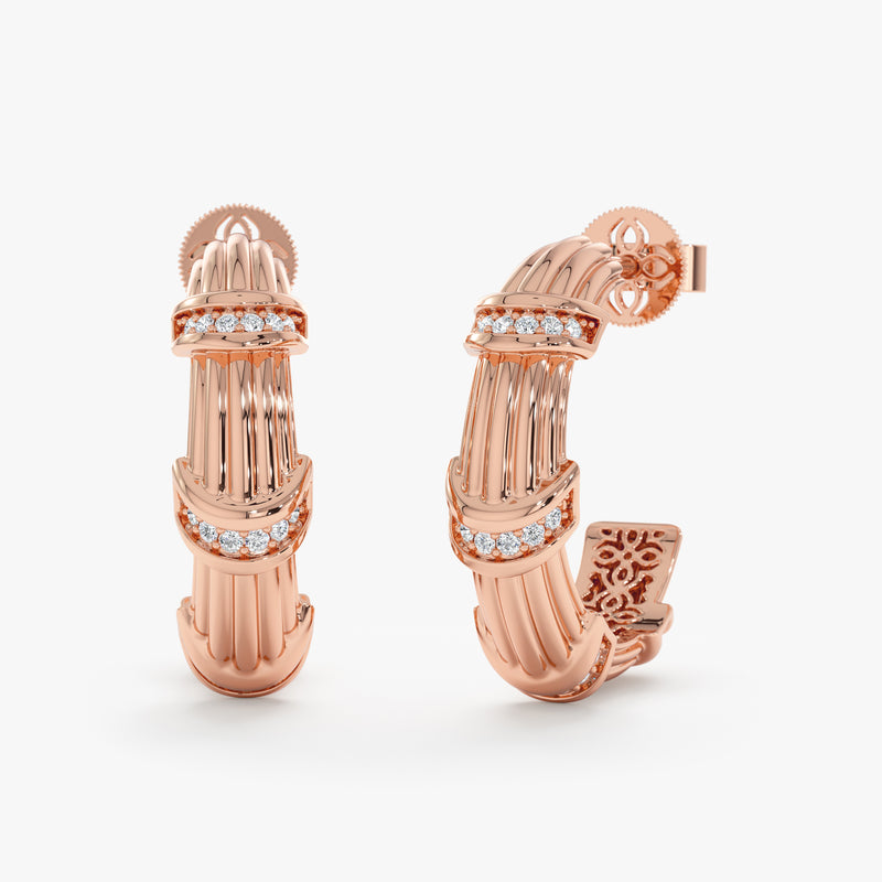 Natural Diamond Bamboo Hoops, Bambi