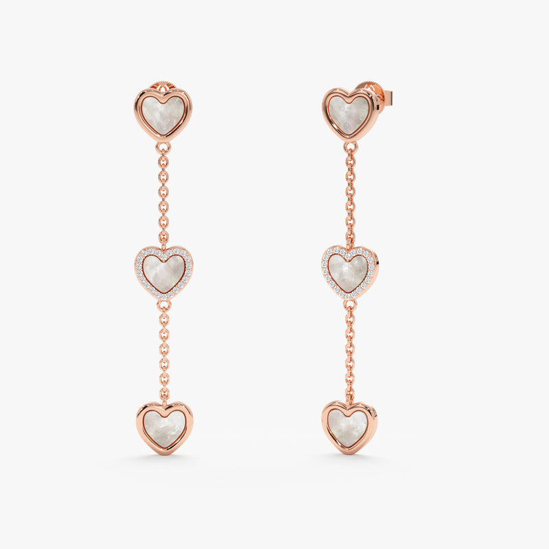 Mother of Pearl Heart Dangle Earrings, Zhuri