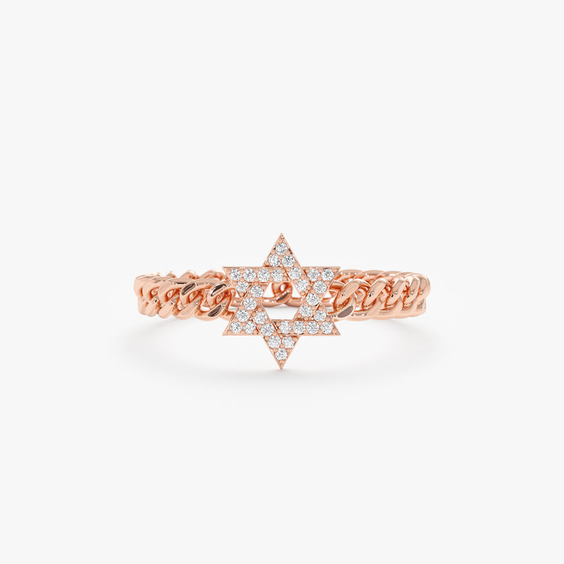Diamond Star of David Cuban Chain Ring, Lioraeth