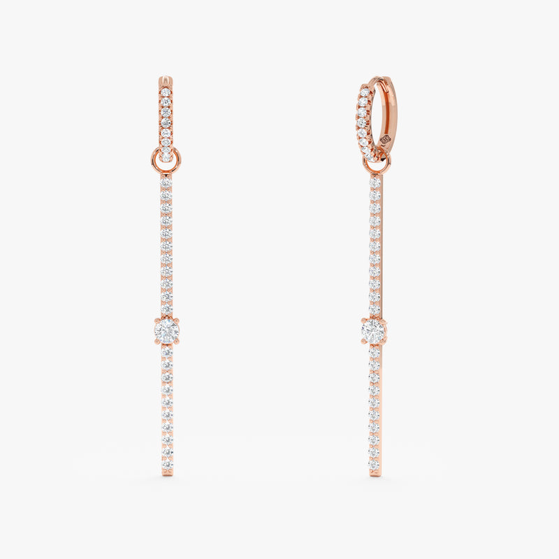 Natural Diamond Linear Drop Earrings, Eira