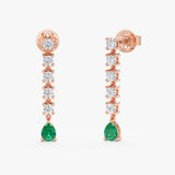 Lab Grown Emerald and Diamond Drop Earrings, Elarithia