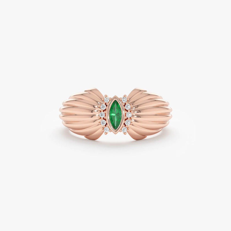 Vintage Marquise Emerald Ring, Zephyra