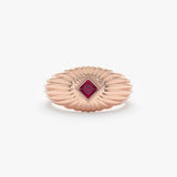 Vintage Style Princess Cut Ruby Dome Ring, Nyx