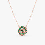 Round Cluster Emerald and Diamond Pendant, Ottilie