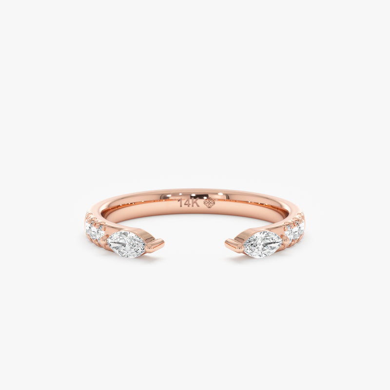 Lab Grown Marquise Diamond Cuff Ring, Isenora