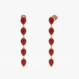 Red Coral Drop Earrings, Wisteria