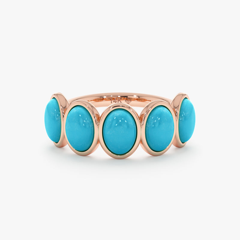 Oval Turquoise Ring, Solid Gold Gemstone Ring, Azura