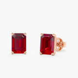 Large Octagon Ruby Stud Earrings, Lexa