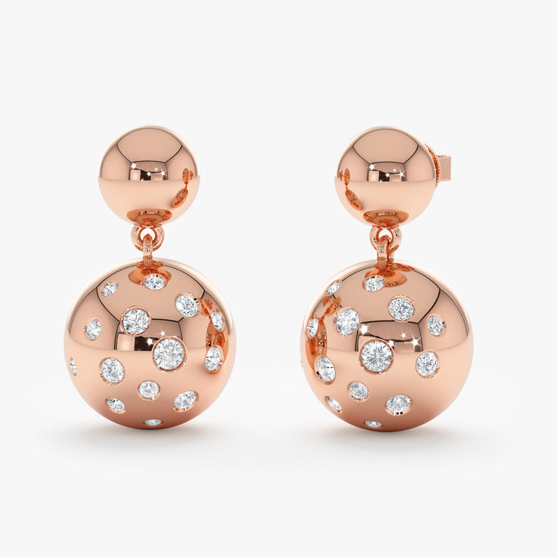 Diamond Studded Ball Drop Earrings, Angie