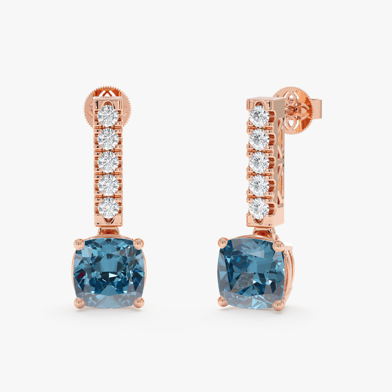 Blue Topaz & Diamond Accent Drop Earrings, Ines