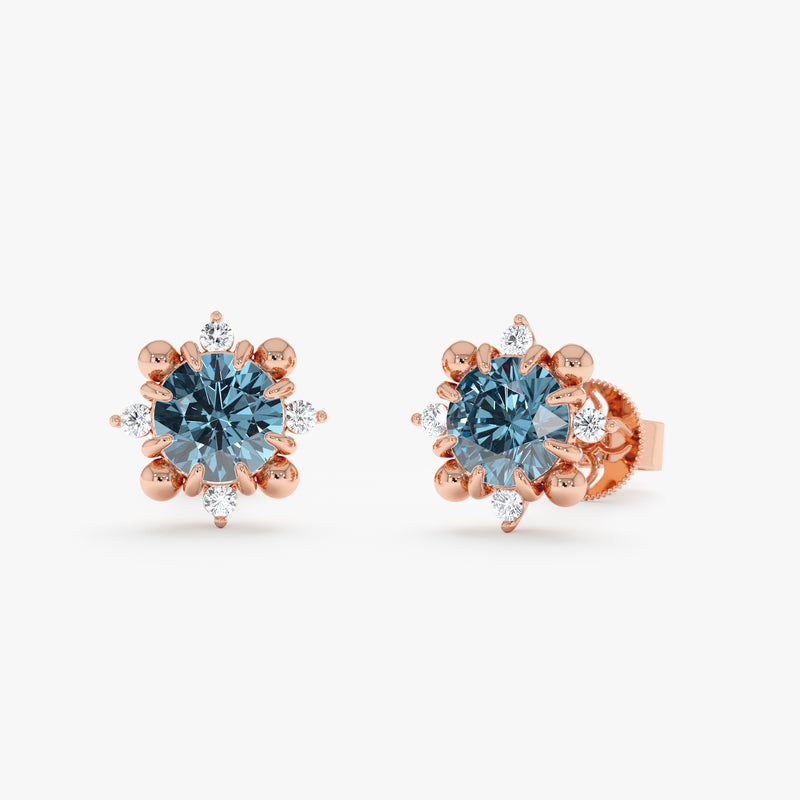 Natural Blue Topaz Stud Earrings, Ysella
