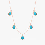Turquoise Pear Cabochon Dangly Necklace, Kaia