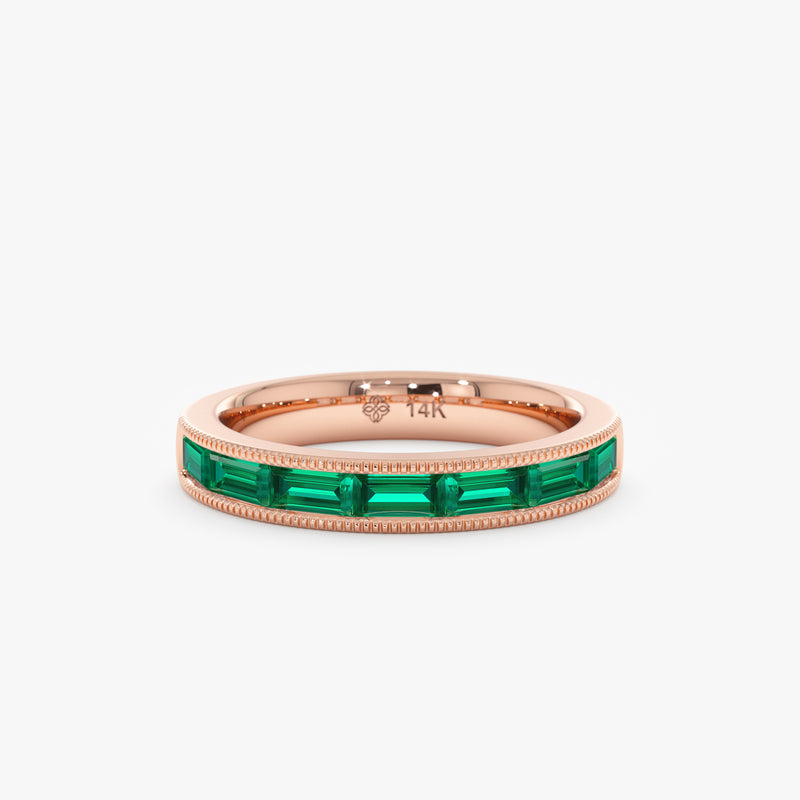 Channel Set Baguette Emerald Ring, Amoret