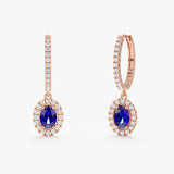 Lab Grown Sapphire and Diamond Drop Earrings, Eska