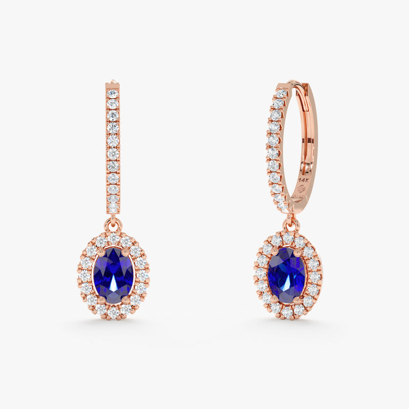 Lab Grown Sapphire and Diamond Drop Earrings, Eska