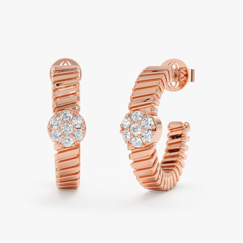 Spiral Pattern Diamond Hoop Earrings, Mariam