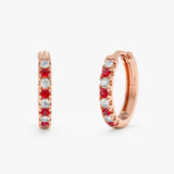 Alternating Diamond and Ruby Hoop Earrings, Thessanora