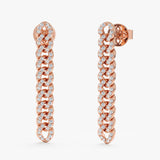 Pave Diamond Cuban Chain Drop Earrings, Azriella