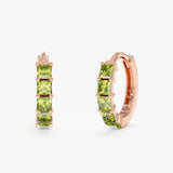 Princess Cut Peridot Huggie Earrings, River