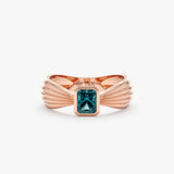 Art Deco Teal Sapphire Ring, Eira