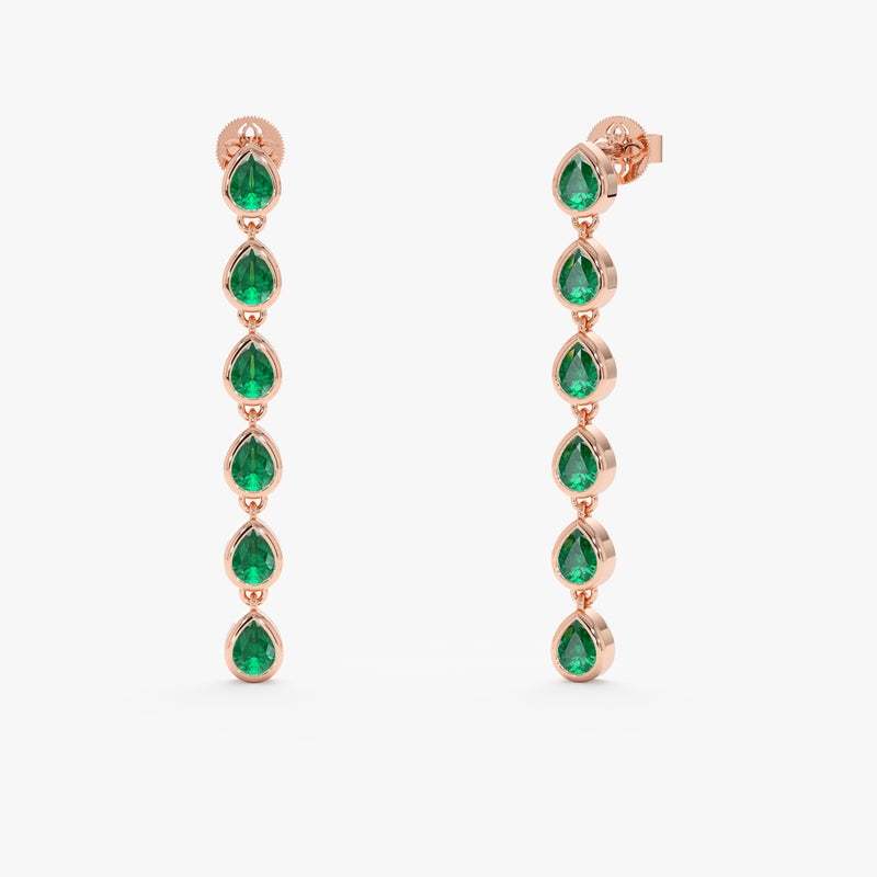 Stacked Emerald Dangle Earrings, Heather