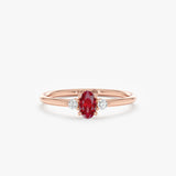 Solid Gold Oval Ruby ring with Diamond Accents, Novae