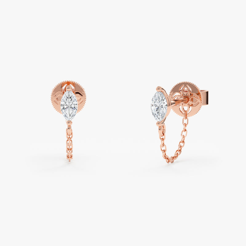 Marquise Diamond Chain Earrings, Caelith