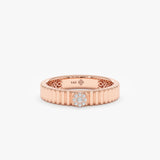 Ridged Solid Gold Diamond Ring, Georgia