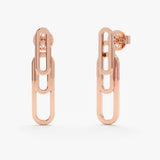 Long Paperclip Studs in Rose Gold