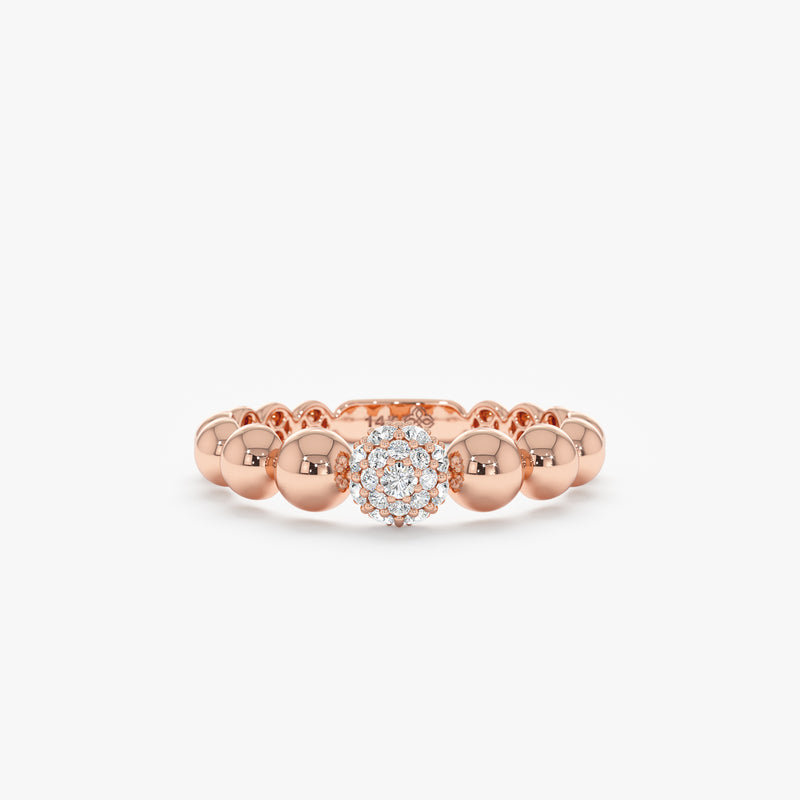 Pave Diamond Beaded Ring, Kya
