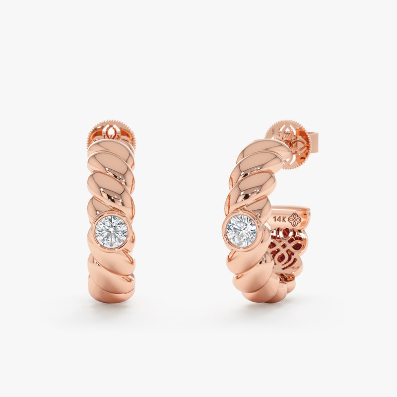 Lab Grown Rope Hoop Earrings, Araminta