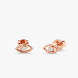 handcrafted solid 14k rose gold diamond eye stud earring